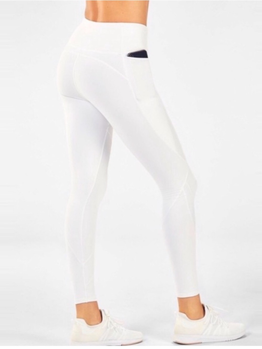Fabletics High Waisted Statement White Cold Weather Leggings NWT (DM)